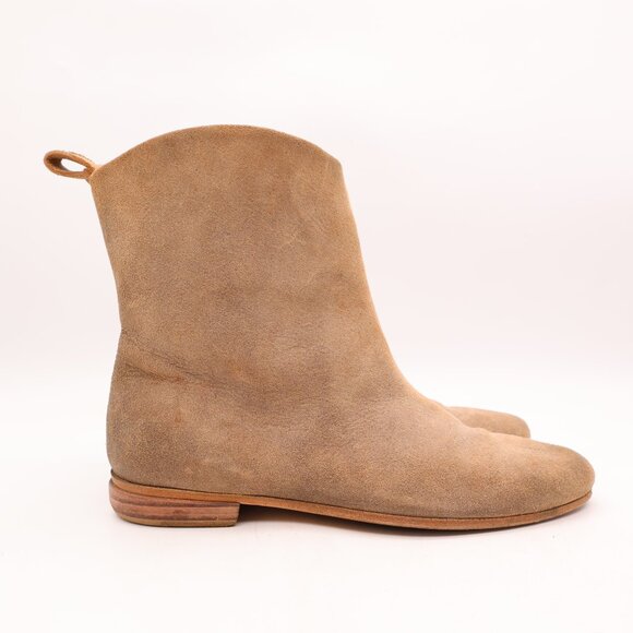 MARSÈLL Cowgirl Ankle Beige Leather Boots Women's EU Size 39 Pull On Italy - Picture 1 of 10